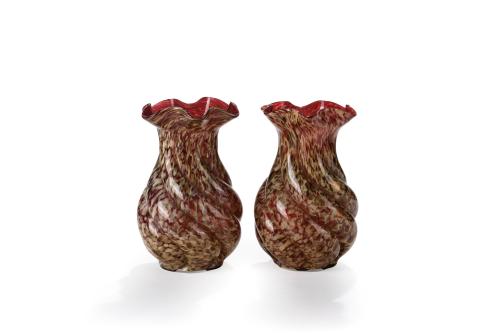 514   -  <p><span class="object_title">Pareja de jarrones de "Clichy" en cristal de Murano jaspeado. </span><br></p>