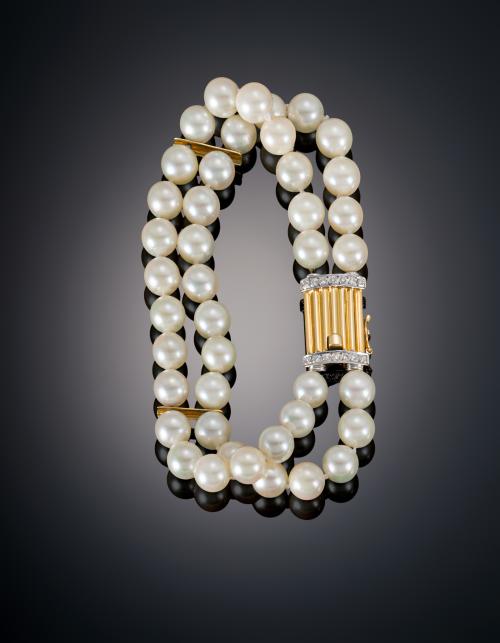 589   -  <p><span class="object_title">PULSERA DOBLE HILO PERLA CULTIVADA </span></p>