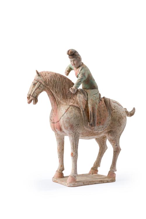 CHINA. Dinastía Tang (618 - 906 d.C.), Caballo con jinete, 