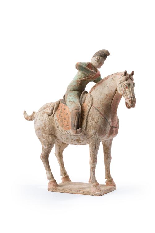 CHINA. Dinastía Tang (618 - 906 d.C.), Caballo con jinete, 