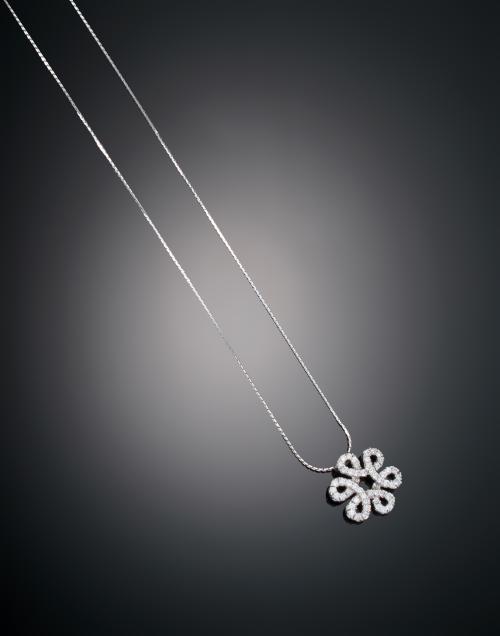 CADENA Y COLGANTE  JOY FLORAL EN PAVÉ DE DIAMANTES EN ORO B