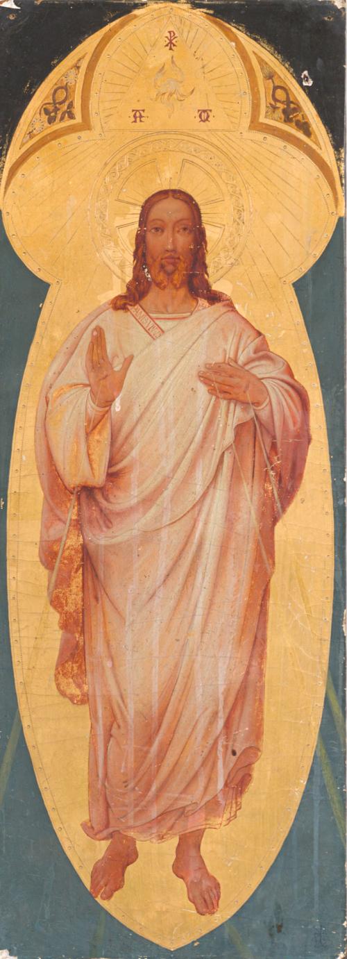  ESCUELA FRANCESA. Siglo XIX, Cristo redentor, Oro y témper