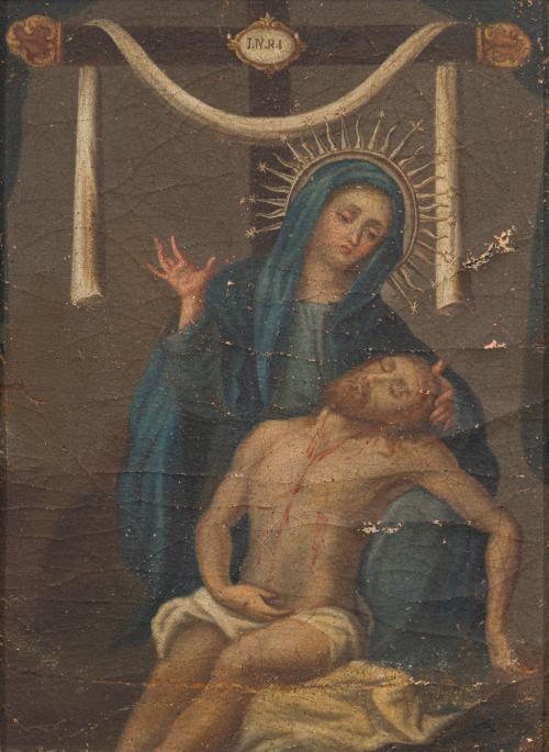ESCUELA VIRREINAL. Siglo XVIII, La  Piedad, Óleo sobre lien