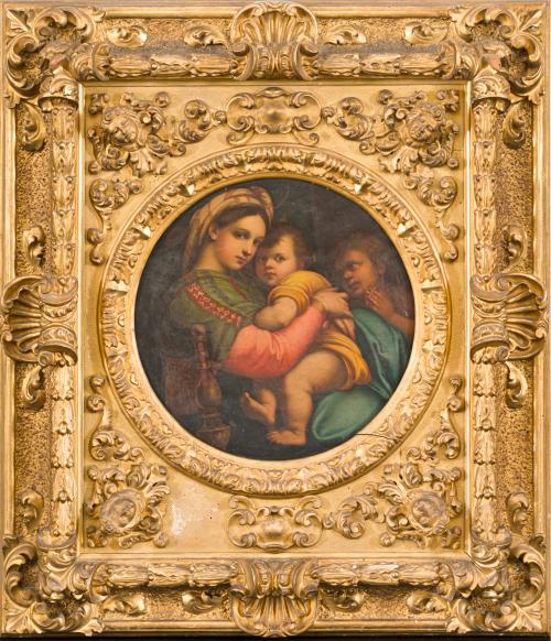592   -  <p><span class="object_author">ESCUELA ITALIANA. Siglo XIX - La Virgen de la silla (Virgen con Niño y san Juanito)</span></p>