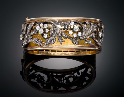 BRAZALETE ISABELINO CON DIAMANTES EN ORO AMARILLO DE 18 K C