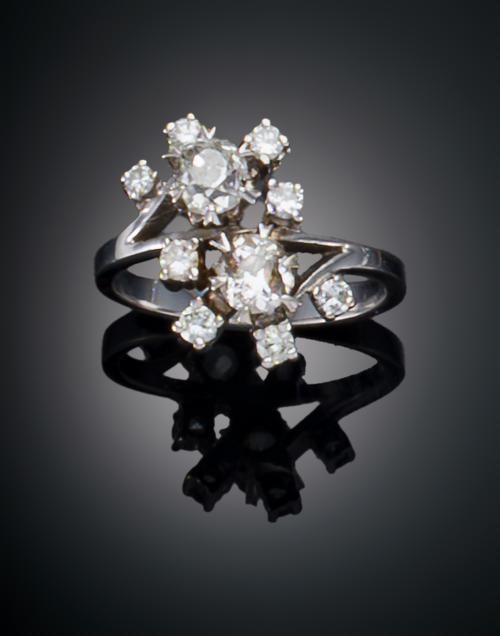 SORTIJA TU Y YO CON DIAMANTES EN ORO BLANCO DE 18 K