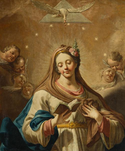 549   -  <p><span class="object_author">ESCUELA ITALIANA. Décadas centrales del siglo XVIII - La Virgen del Magnifcat</span></p>