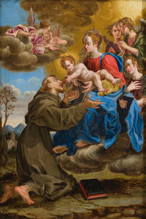 ESCUELA BOLOÑESA. Siglo XVII, Aparición de la Virgen con el