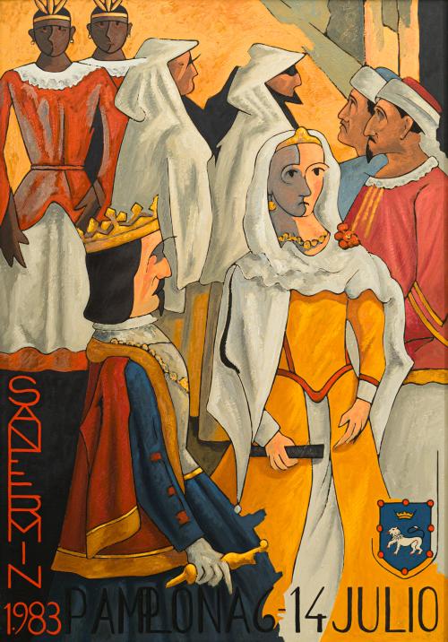 809   -  <p><span class="object_author">JOSÉ MARÍA ARCE (Pamplona, 1948) - Cartel de San Fermín 1983, Pamplona 14 de julio</span></p>