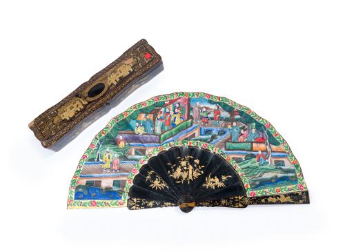 Abanico chino de los llamados "mil caras", Cantón, C.1860.