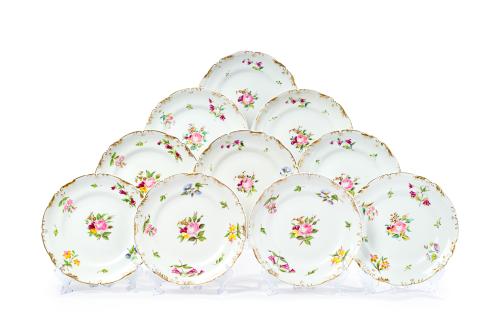 Juego de diez platos en porcelana alemana de Schumann Bavar