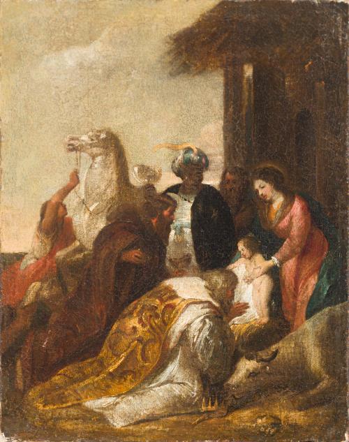 ESCUELA VENECIANA. Siglo XVII, La adoración de los Magos, Ó