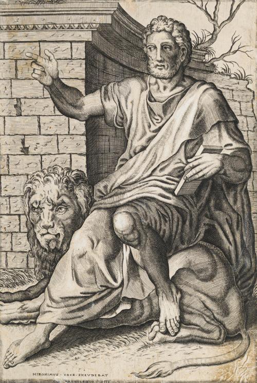 650   -  <p><span class="object_author">HIERONYMUS O JERÔME COCK (C. 1518-1570). 1551 - Los cuatros evangelistas, San Juan, San Marcos, San Mateo y San Lucas, cada uno con su respectivo simbolo elegorico del tetramorfos.</span></p>