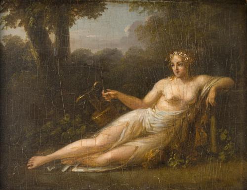 554   -  <p><span class="object_author">JACQUES ANTOINE VALLIN (París, 1760-1835). Segunda mitad del siglo XVIII - Ninfa tumbada con  vasija</span></p>