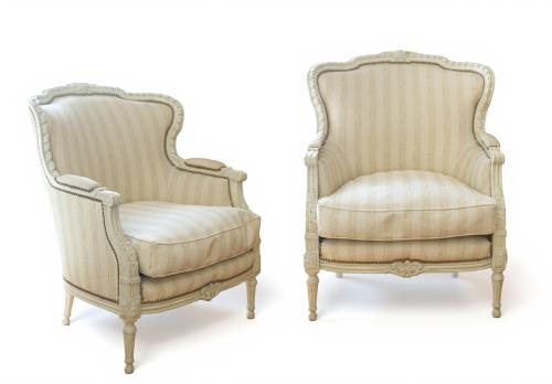 Pareja de sillones "bérgere" francesas, C. 1900.