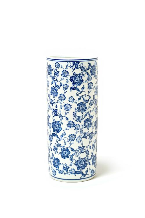 Paragüero en porcelana china azul y blanca con decoración d