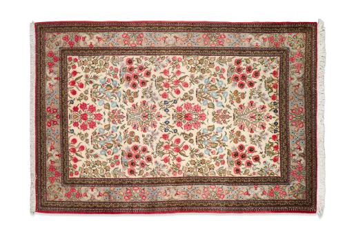 Alfombra Persa de Isfahan en lana y seda anudada a mano, s.