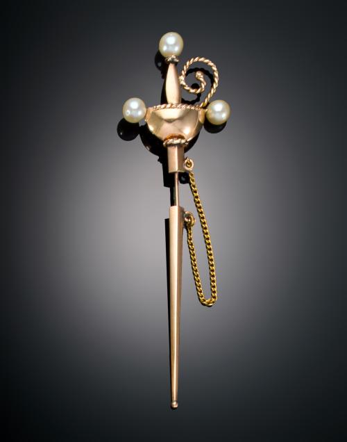 ALFILER DISEÑO FORMADO POR ESPADA CON PERLAS Y BRILLANTES E