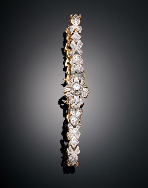 PULSERA ANTIGUA DE PEDIDA CON DIAMANTES EN ORO AMARILLO DE 