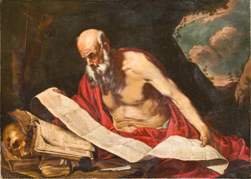 618   -  <p><span class="object_author">ESCUELA ITALIANA. Siglo XIX - San Jerónimo escribiendo la Vulgata</span></p>