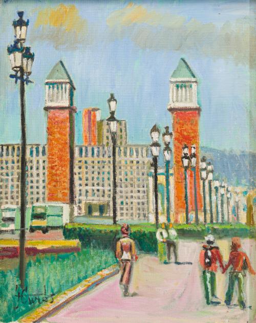 JORDI CURÓS (Olot, 1930-Barcelona,2017), Barcelona, Óleo so