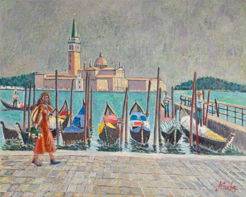 JORDI CURÓS (Olot, 1930-Barcelona,2017), Venecia, Óleo sobr