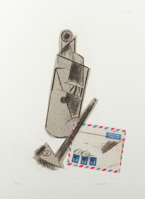 MANOLO VALDÉS (Valencia, 1942), La pipa, Collage y aguafuer