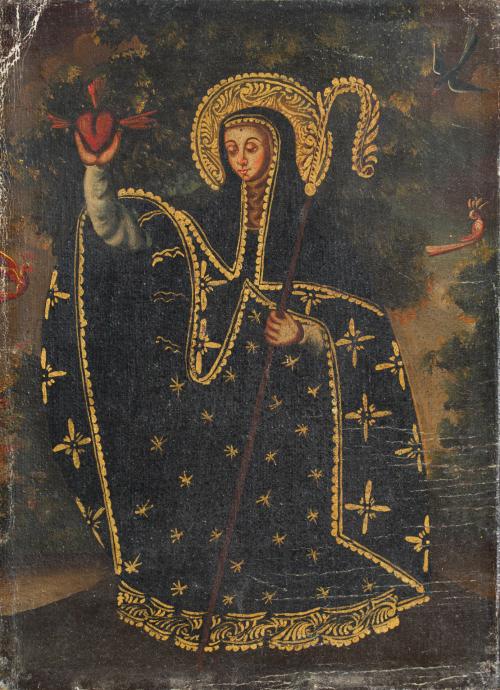 ESCUELA VIRREINAL. Siglo XX, Santa María de Alocoque, Óleo 