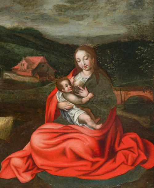 ESCUELA FLAMENCA. Siglo XIX, La Virgen lactante con el Niño