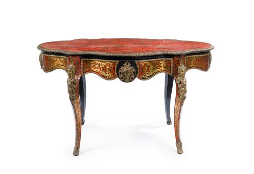 Mesa de centro Napoleón III, Francia c. 1880En madera ebo