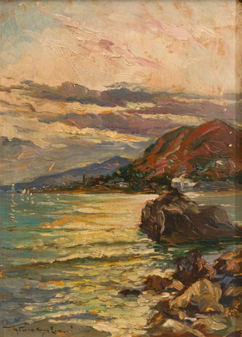 660   -  <p><span class="object_author">RICARDO VERDUGO LANDI  (Málaga, 1871-Madrid, 1930). Siglo XX - Paisaje de costa</span></p>