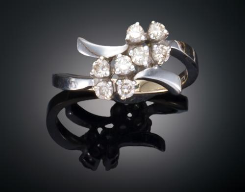 SORTIJA ESTILO TU Y YO EN ORO BLANCO DE 18 K