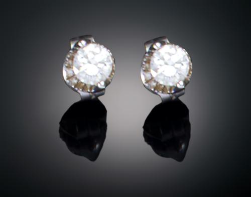 PENDIENTES DORMILONAS CON DIAMANTES EN ORO BLANCO DE 18 K
