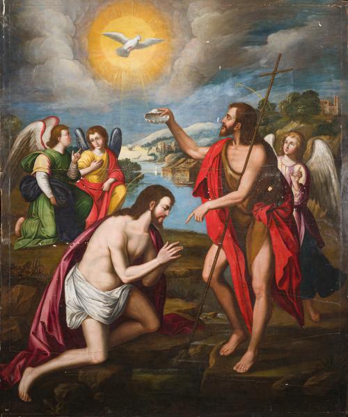 475   -  <p><span class="object_author">ESCUELA VALENCIANA. Segunda mitad del siglo XVI - Bautismo de Cristo</span></p>