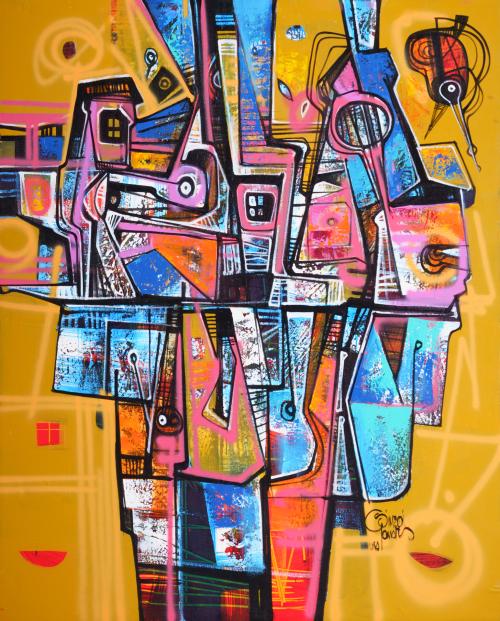 SIMEÓN GONZALES (Cuzco, Perú, 1973), Paisaje oculto , Óleo 