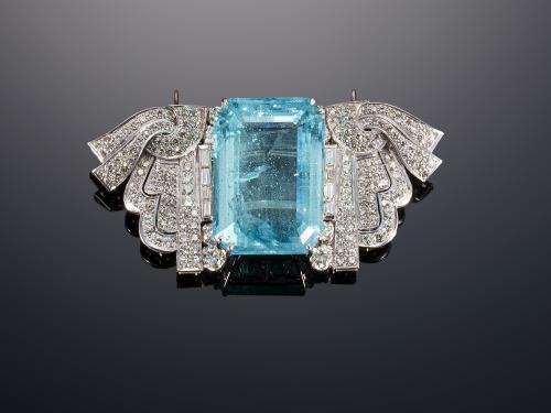 629   -  <p><span class="object_title">BROCHE AGUAMARINA Y BRILLANTES ART DECÓ 90CTS</span></p>