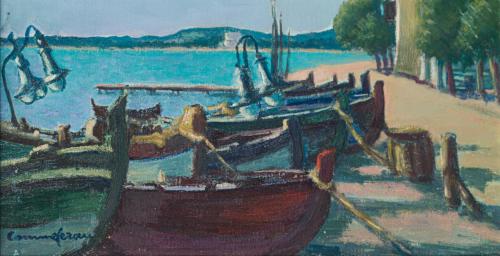 JOAN COMMELERAN CARRERA (Barcelona, 1902-1992), Roses, Óleo