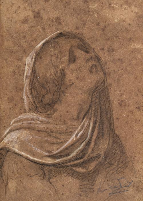 ESCUELA ITALIANA?. SIGLO XVIII, Virgen dolorosa, Carboncill