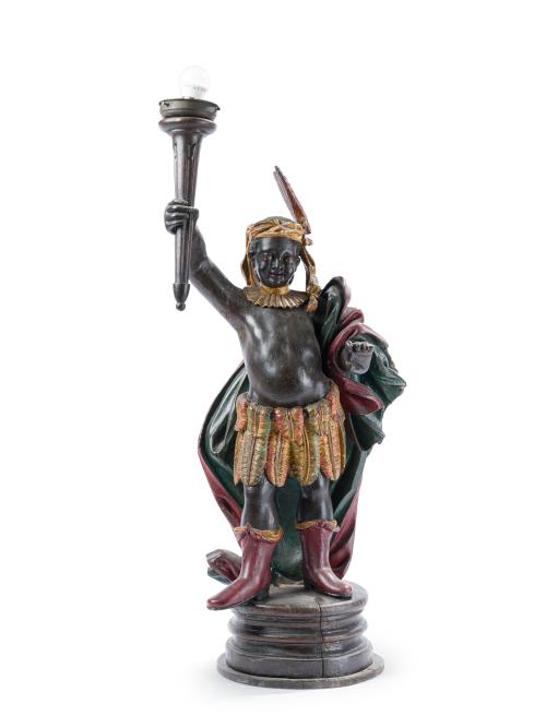 Lámpara “Moretto” en bronce pavonado y pintado, Venecia, It