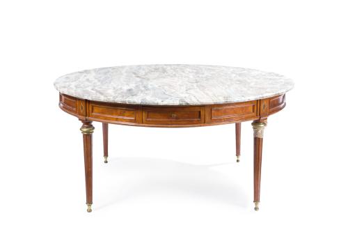 Mesa auxiliar redonda estilo Luis XVI, S. XXEn madera y s