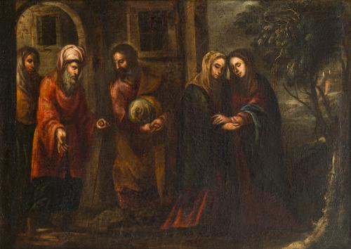 ESCUELA ESPAÑOLA. Siglo XVII , La Visitación , Óleo sobre l