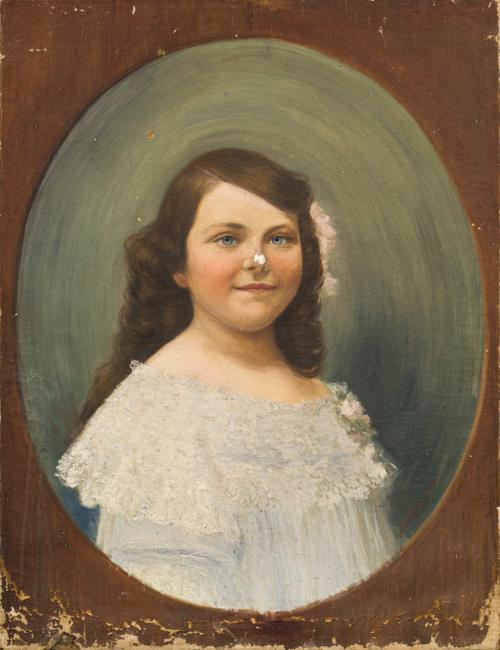 ESCUELA ESPAÑOLA. Siglo XIX, Retrato de niña, Óleo sobre li
