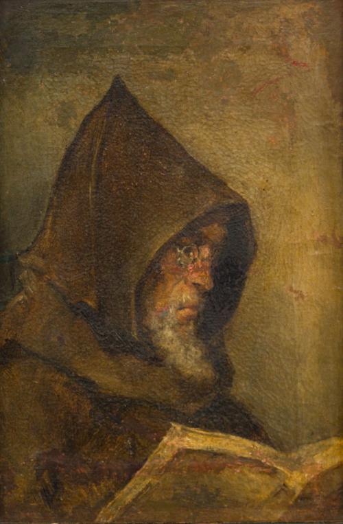 ESCUELA ESPAÑOLA. Siglo XX , Cabeza de fraile franciscano, 
