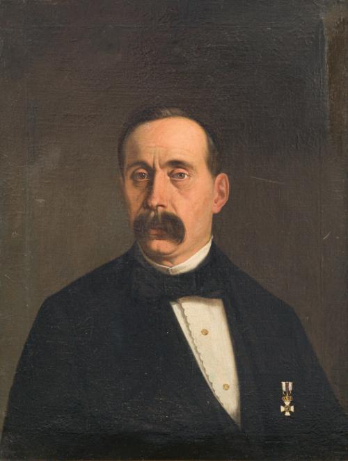 ESCUELA ESPAÑOLA.  Siglo XIX, Retrato de caballero, Óleo so