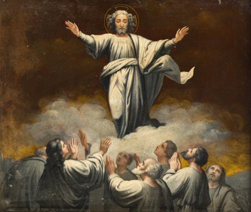 ESCUELA ESPAÑOLA. Siglo XIX, La Ascensión de Cristo, Óleo s
