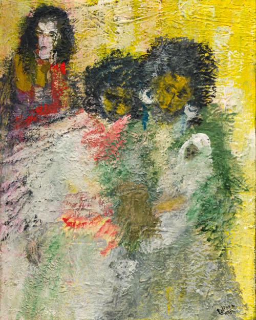 ESCUELA FRANCESA. Siglo XX, Damas parisinas, Técnica mixta 