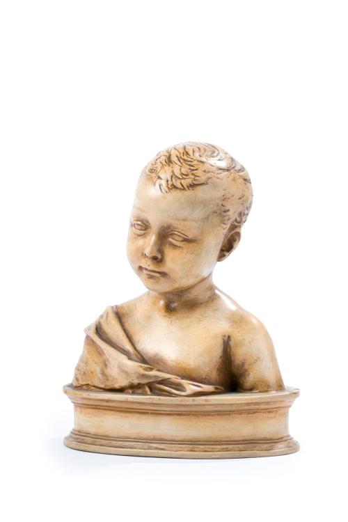 Busto de niño en escayola italiana.