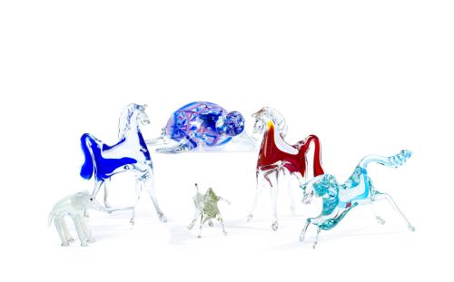 Lote en cristal italiano multicolor formado por 6 pequeños 
