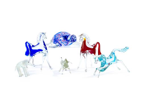 Lote en cristal italiano multicolor formado por 6 pequeños 