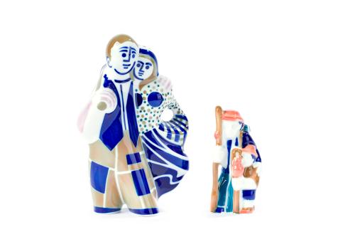 Lote en porcelana de Sargadelos fromado por pareja de labra